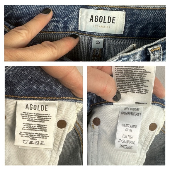 Agolde Parker Long Vintage Loose Jean Shorts Regenerative Cotton Frayed Size 25 - Picture 15 of 16